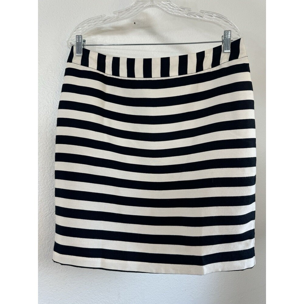 Worthington Womens Straight Skirt Satin Black And White Stripe Mini 12 Petite